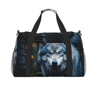 Blue Eyes Wolf1 - Equipaje de mano para mujeres y hombres, bolsa cruzada de fin de semana para yoga, viajes, imprescindible, Negro -, Talla única