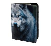 Blue Eyes Wolf1 - Funda para pasaporte con estampado de lobo para tarjetas y documentos