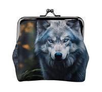 Blue Eyes Wolf1 - Monedero pequeño con cierre de beso para mujer, monedero para cambio de monedas, cartera para tarjetas de crédito