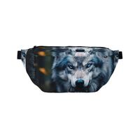 Blue Eyes Wolf1 - Riñonera cruzada con correa ajustable para viajar, correr, senderismo