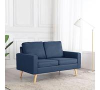 Blue Fabric 2 Seater Sofa with Soft Upholstery and Thick Cushions, Comfortable Living Room Furniture for Small Spaces, Modern Design with Solid Wood Frame, Perfect for Apartments and Cozy Homes