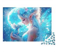 Blue Fairy Dragon 100% Recycled Cardboard Elf with Baby Dragon 1000Pc Adult Jigsaws Adults and Children Beautiful Decoration 38x26cm/1000pcs