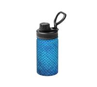 Blue Fish Scale - Botella de agua de acero inoxidable aislada con estampado de escamas de pescado, botella de agua deportiva de 12 onzas, ideal para viajes