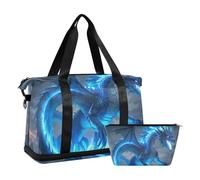 Blue Flame Dragon - Bolsa de viaje con correa ajustable para viajes en avión, multifuncional, Dragón de llama azul, 1 size