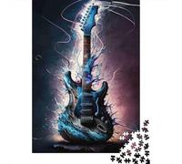 Blue Flame Guitar Rompecabezas para Adultos Electric Rock 1000 Piezas Papel Reciclado para Adultos Rompecabezas Juego Educativo para Relajarse 52x38cm/1000pcs