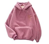 Blue Fleece Hoodie for Women, Korean Style, Trendy Student Loose BF Wind Winter Warm Thickened with Hooded Top Outerwear