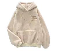 Blue Fleece Hoodie for Women, Korean Style, Trendy Student Loose BF Wind Winter Warm Thickened with Hooded Top Outerwear