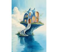 Blue Floating Fantasy House Journal: a DOT GRID notebook for self-expression