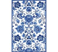 Blue Floral Lined Composition Notebook 6x9 - 150 Pages Vintage Style Writing Journal: Elegant Classic Pattern Notebook for Notes, Journaling, School & Office Use