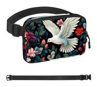 Blue Flower Series White Pigeon - Cangurera cruzada para hombres y mujeres, bolsa de cinturón para viajes, casual, caminar, correr, senderismo, ciclismo, Multicolor 05, 1.5x9.0x5.9in/4x23x15cm