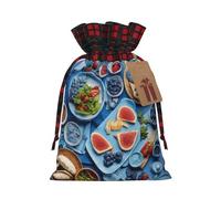 Blue Food04 - Bolsas de regalo de Navidad con cordones para bolsas de regalo de vacaciones, bolsas de regalo de Navidad