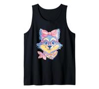 Blue Fox Retrato Animal Lover Graphic Pink Glasses Bow Camiseta sin Mangas
