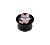 Blue Fox Retrato Animal Lover Graphic Pink Glasses Bow PopSockets PopGrip Adhesivo