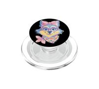 Blue Fox Retrato Animal Lover Graphic Pink Glasses Bow PopSockets PopGrip para MagSafe