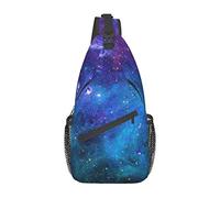 Blue Galaxy Sling Bag Crossbody Shoulder Backpack Outer Space Galaxy Stars in Space Celestial Astronomic Planets in The Universe Chest Bag Nebula Print Travel Hiking Daypack para Hombres y Mujeres