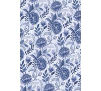 Blue Gilded Floral Notebook: Seamless Floral Pattern Journal for Women and Girls, 6x9 inches, 120 Pages