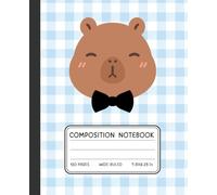 Blue Gingham Capybara Notebook - Cute Boy Capybara Composition Book with Black Bow Tie | Wide-Ruled | 120 Pages | 7.5x9.25 in: Aesthetic Blue Gingham ... - Great for Boys, Teens & Stationery Lovers
