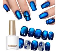 Blue Glitter Nail - 10ML Sparkling Magnetic Nail Paint, Fast Dry Fingernail Lacquer for Teen Girls Women Men | Cosmetic Manicure Party Travel Salon Home Stage Photo