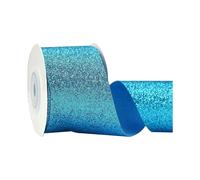 Blue Glitter Ribbon Cut Edge Ribbon 1-1/2 inch Turquoise Blue Metallic Glitter Ribbon for Card Making Gift Wrapping Metallic Fabric Ribbon W