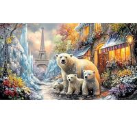 Blue-Glowing-Bear-in-Snowy-Mountain-Night Puzzle para Adultos y niños 1000 Piezas Juego Educativo Desafiante Papel Reciclado Idea de Regalo 70x50/1000pcs