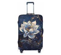 Blue Golden Dream Lotus - Fundas elásticas para equipaje de viaje, 45,7 a 81,3 cm, Black, XL
