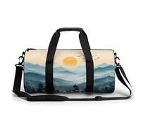 Blue Golden Mountain Forest - Bolsa de viaje minimalista para gimnasio para mujeres y hombres, bolsa de lona cilíndrica, bolsa de entrenamiento deportiva con correa para el hombro