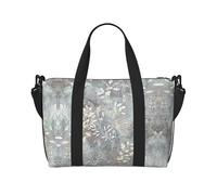 Blue Grace - Bolsa de fin de semana con estampado de flora, bolsa deportiva para gimnasio, para mujeres y hombres, bolsa de viaje personal, color negro, talla única, Black, Talla única