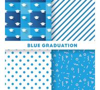Blue Graduation scrapbook paper: Class of 2026 Craft Paper Pack with Graduation Caps, Blue and White Stripes, Confetti and Polka Dot Patterns | 8.5 x ... Card Making and DIY Party Decorations