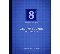 Blue Graph Paper Notebook | 8 Squares Per Inch: Perfect for Engineers & Architects | Calming Blue | Precision Grid for Complex Technical Drawings | 110 Pages | 8.5” x 11”