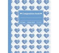 Blue Heart Composition Notebook: ute Aesthetic College Ruled Notebook for School, Writing, and Journaling, 110 Pages, 7.5” x 9.25”