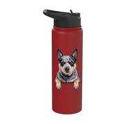 Blue Heeler Funny Peeking Australian Ganado Perro Amante Stainless Steel Insulated Water Bottle