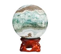 Blue Hemimorphite Stone Crystal Ball Ornament with Stand, Blue Pattern Sphere for, Home & Office Feng Shui Decor,70~80mm