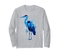 Blue Heron Acuarela Observación de Aves Observador de Aves Manga Larga