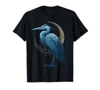 Blue Heron Celestial Crescent Moon Observador de Aves Camiseta