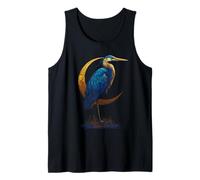 Blue Heron Celestial Crescent Moon Observador de Aves Camiseta sin Mangas