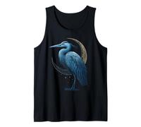 Blue Heron Celestial Crescent Moon Observador de Aves Camiseta sin Mangas