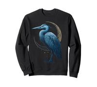 Blue Heron Celestial Crescent Moon Observador de Aves Sudadera