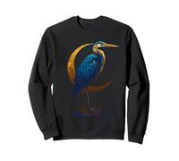 Blue Heron Celestial Crescent Moon Observador de Aves Sudadera