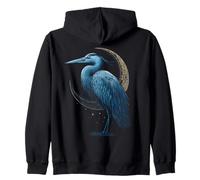 Blue Heron Celestial Crescent Moon Observador de Aves Sudadera con Capucha