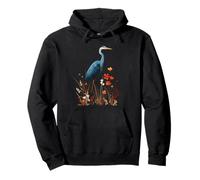Blue Heron Floral Wildflower Avistamiento de Aves Observador de Aves Sudadera con Capucha