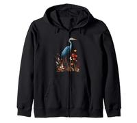 Blue Heron Floral Wildflower Avistamiento de Aves Observador de Aves Sudadera con Capucha