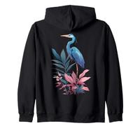 Blue Heron Floral Wildflower Avistamiento de Aves Observador de Aves Sudadera con Capucha