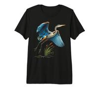 Blue Heron Flying - Diseño de pantano de Vida Silvestre para observación de Aves Camiseta Premium