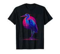 Blue Heron Retro Wave Avistamiento de Aves Observador de Aves Camiseta