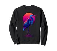 Blue Heron Retro Wave Avistamiento de Aves Observador de Aves Sudadera