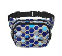 Blue Hexagons and Diamond - Riñonera unisex de moda, elegantes riñoneras para entrenamientos, correr, viajar y senderismo, Black, Talla única