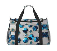 Blue Hexagons and Diamonds - Bolsa de viaje con cremalleras y asas, bolsa de lona plegable grande para vacaciones familiares, Black, Talla única