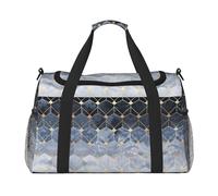 Blue Hexagons and Diamonds - Bolsa de viaje grande, plegable, impermeable, para la noche, playa, natación, piscina, deportes, gimnasio