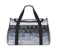 Blue Hexagons and Diamonds - Bolsa de viaje grande, plegable, impermeable, para la noche, playa, natación, piscina, deportes, gimnasio