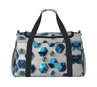 Blue Hexagons and Diamonds - Bolsa de viaje grande reutilizable, bolsa de compras para vacaciones, bolsa deportiva con correa cruzada ajustable